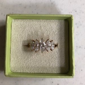 10K gold band with CZ marquis cut stones.